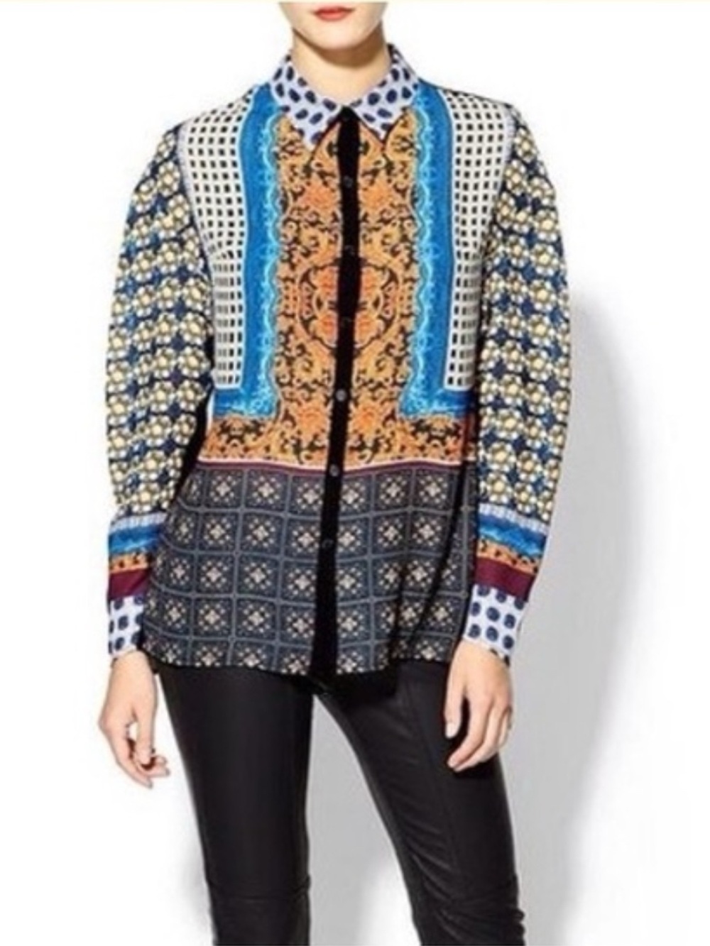 Clover Canyon Guilded Gemstone button down Top size Small